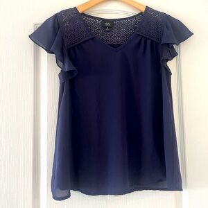 Mossimo Plum Lace Ruffle Sleeve Top small